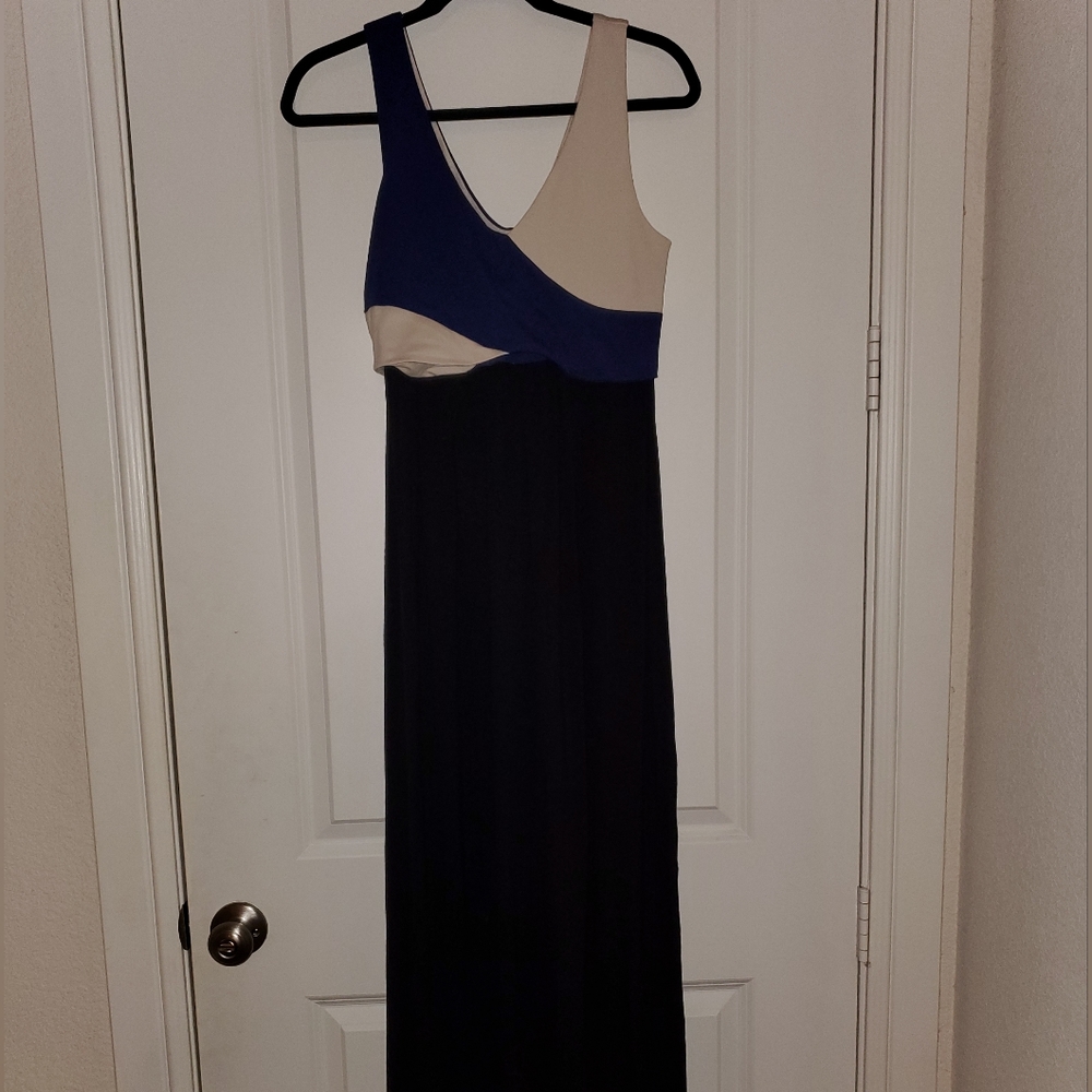 Maeve Colorblock Maxi Dress, XS, Black/blue/cream